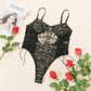 Transparent lace body with CANDY floral embroidery